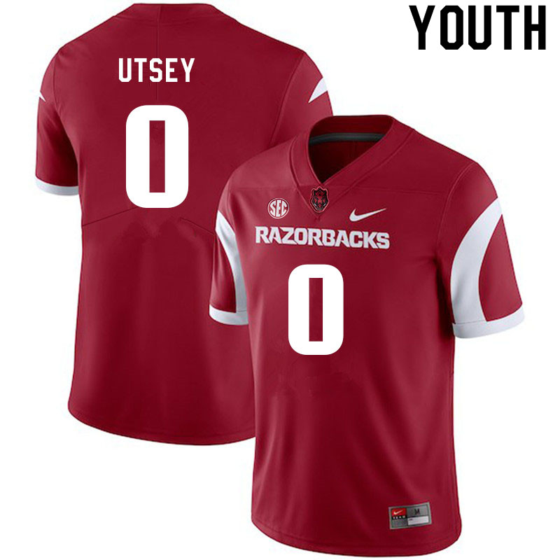 Youth #0 Markell Utsey Arkansas Razorbacks College Football Jerseys Sale-Cardinal - Click Image to Close